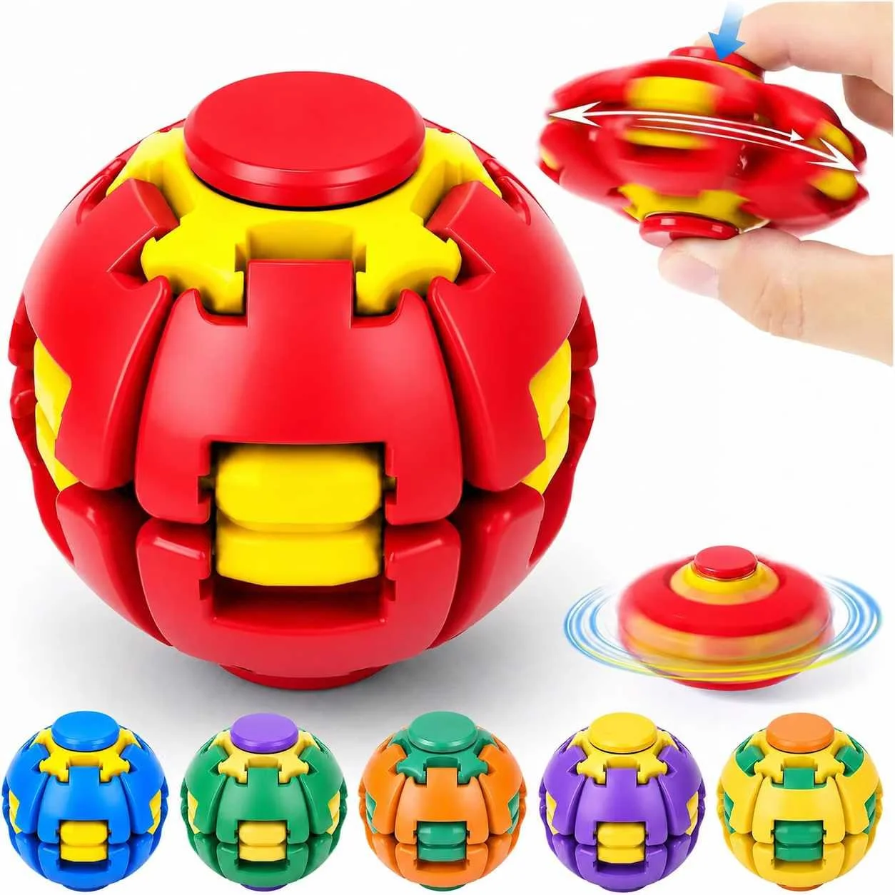Press to Spin Fidget Spinner HelixCore Spin Stress Ball Sensory Fidget Toys |Push Transformable Fidget Ball for Adults Teens Anxiety Stress Relief Fidgets Office Desk Toy