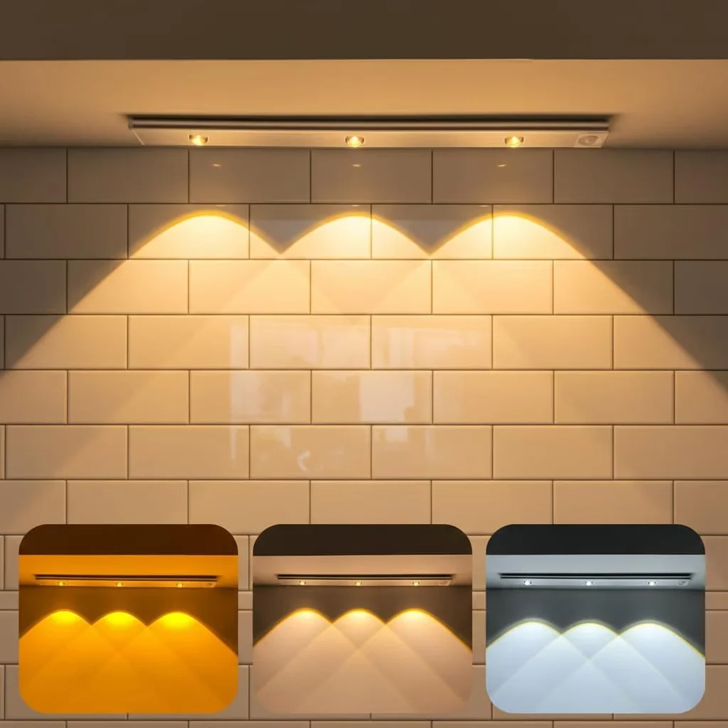 Motion Sensor Under Cabinet LED Light, 3 Color Modes Closet Light with Stepless Dimming for Kitchen, Cabinet, Wardrobe, Bedroom, Cupboard (40CM - Pack of 1)