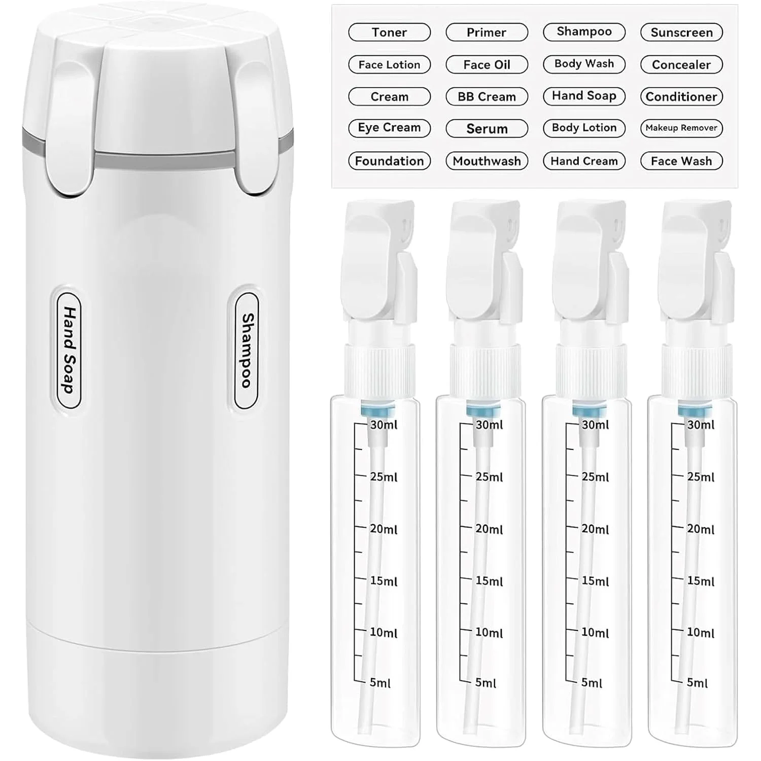4-in-1 Travel Bottle Set – 4 x 30ml Leak-Proof Toiletry Dispenser